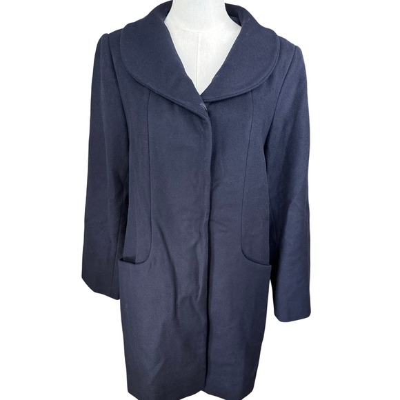 Quince NWT SZ MED Women's‎ Navy Blue Wool Blend Coat with Shawl Collar Size M - Picture 2 of 14